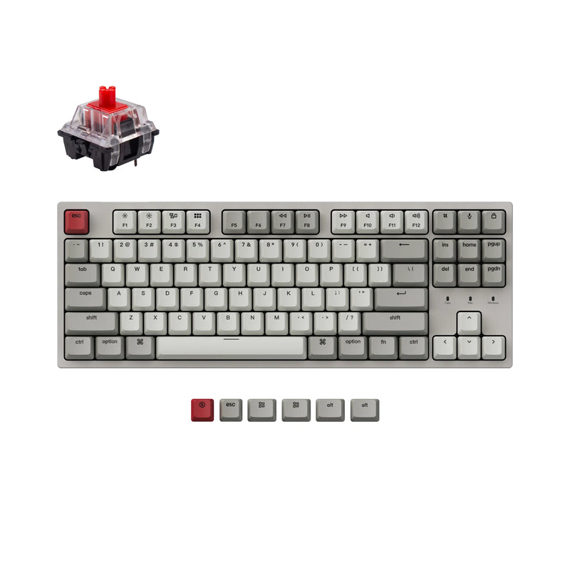 Keychron C1 ANSI 80% TKL - Retro Colour Red Switch Non-backlight - Gateron G pro Mechanical Wired Normal Profile Keyboard