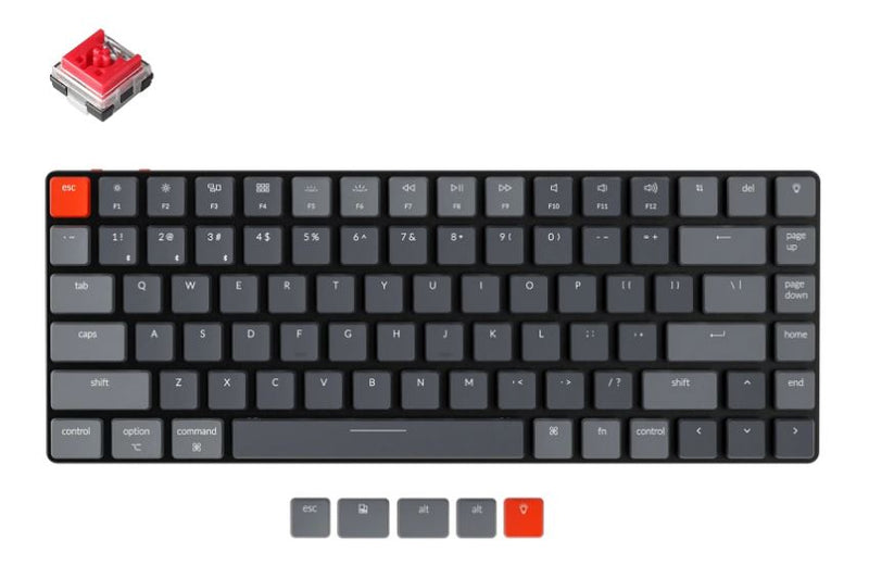 Keychron K3-E1, 75% Layout 84 Keys, Red Switch, RGB Hot-Swap, Low Profile, Keychron Optical, Mechanical Wireless Keyboard