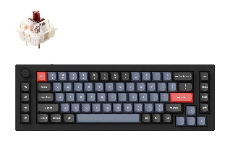 Keychron Q65-M3, Unique 65% Layout 73 Keys, Brown Switch, RGB, Black Frame, Hot-Swap, QMK, Gateron G Pro, Mechanical Wired Keyboard, With Knob