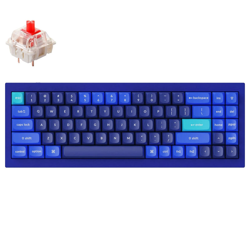 Keychron Q7-J1, 70% Layout 72 Keys, Red Switch, RGB, Blue Frame, Hot-Swap, QMK, Gateron G Pro, Mechanical Wired Keyboard