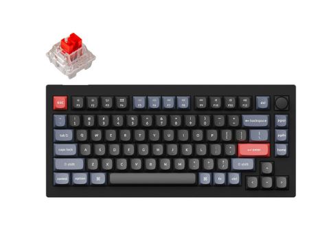 Keychron V1-D1 75% Layout 84 Key Carbon Black Red Switch RGB Hot-Swap Wired Keyboard