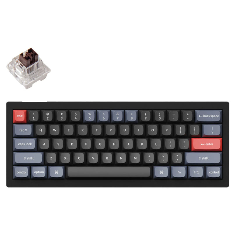 Keychron V4-B3,  60% Layout 61 Keys, Brown Switch, RGB, Black Frame, Hot-Swap, Keychron Pro, Mechanical Wired Keyboard