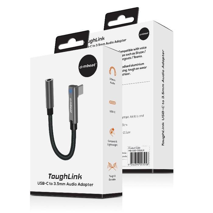 mbeat Tough Link USB-C to 3.5 Audio Adapter - Space Grey