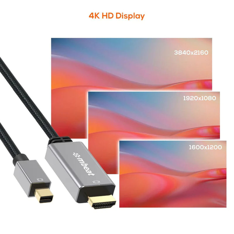 Mbeat Tough Link 1.8m Mini DisplayPort to HDMI Cable - Space Grey