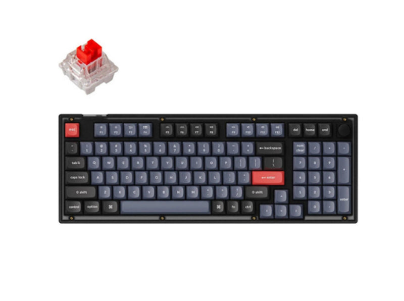 Keychron V5-C1, 96% Layout 100 Keys, Red Switch, RGB, Frosted Black Frame, Hot-Swap, Keychron Pro, Mechanical Wired Keyboard, With Knob