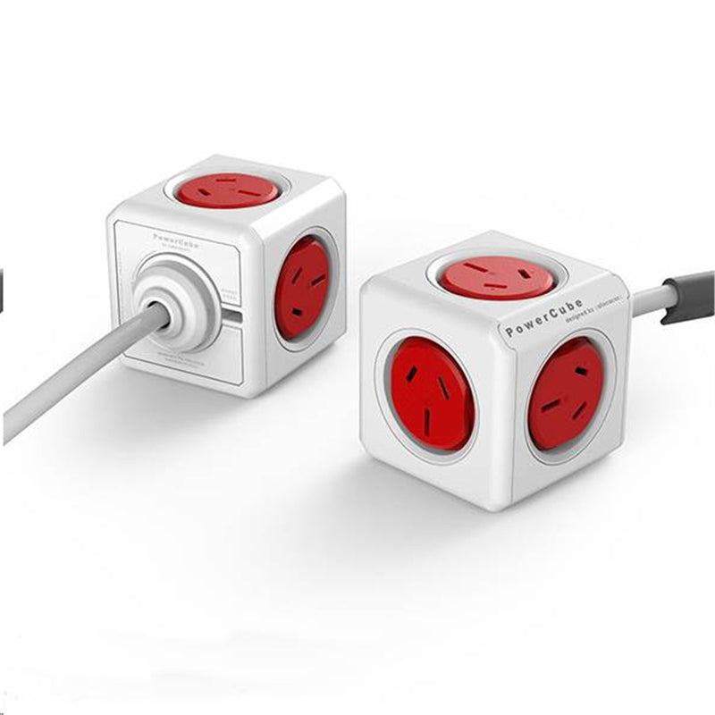 ALLOCACOC POWERCUBE Extended 4 Outlets with 2 USB 1.5M - Red