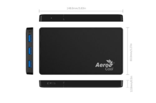 Aerocool ASA S146H00 2.5 HDD Enclosure w/ 3 Port USB HUB