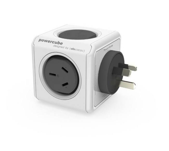 ALLOCACOC POWERCUBE 2 Outlets,  2 USB,   Grey