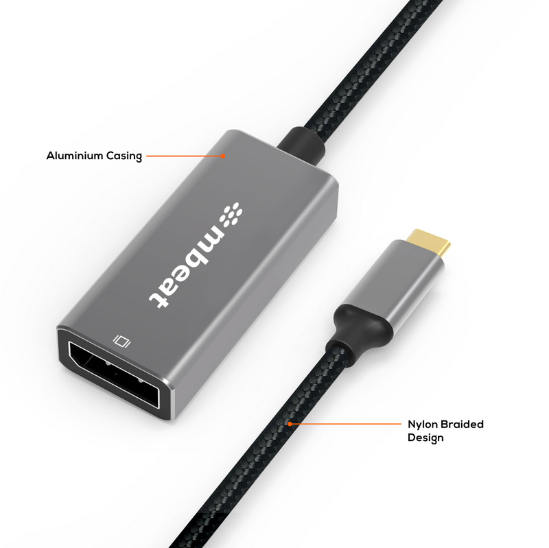 mbeat Tough Link USB-C to DisplayPort Adapter - Space Grey