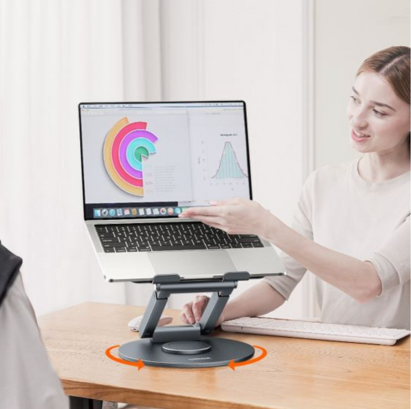 Mbeat 360 Degrees Rotating Laptop Stand with Telescopic Height Adjustment - Space Grey