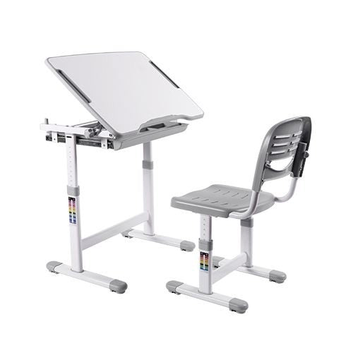 Ergonomic Adjustable Kids Desk and Chair Set (Grey) by Bracom