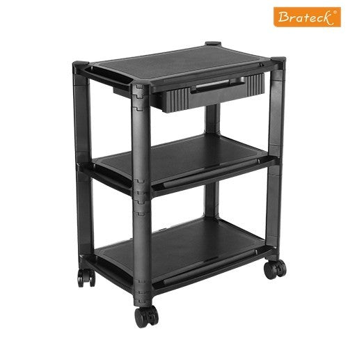 Bracom Height-Adjustable Smart Cart XL with Three-Shelves and Drawer 13-32 Monitors