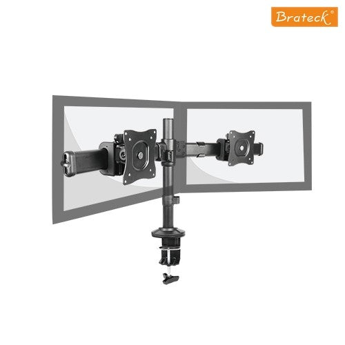 Bracom Outstanding Dual LCD Desk Mounts with Desk Clamp VESA 75/100mm Up to 27"