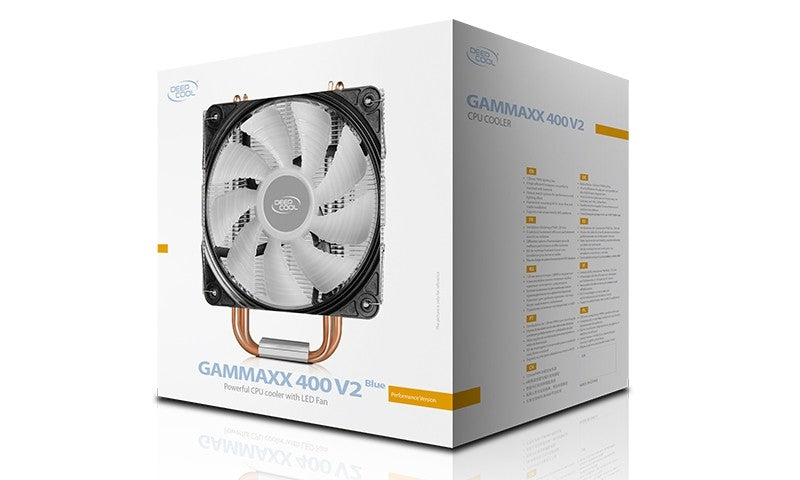 Deepcool Gammaxx 400 V2 Blue CPU Cooler (2011/1366/115X/775, FM2/1. AM3/2+), 4 Heatpipes, 120mm PWM Blue LED Fan