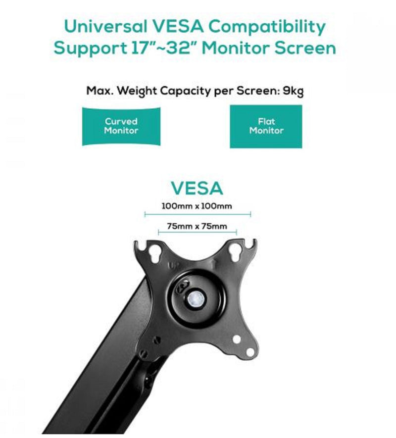 Mbeat activiva ErgoLife 17"~32" Single Monitor Screen Steel Gas Spring Monitor Arm