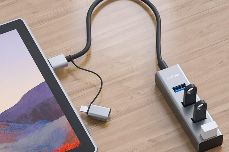 mbeat 4-Port USB3.0 Hub with USB-C Converter - Space Grey