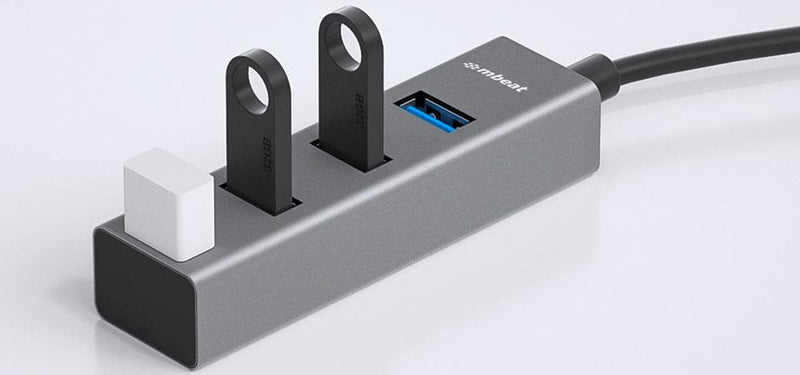 mbeat 4-Port USB3.0 Hub with USB-C Converter - Space Grey