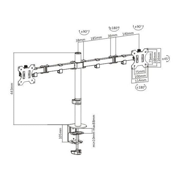 Bracom Economy Dual Monitor Steel Monitor Arm