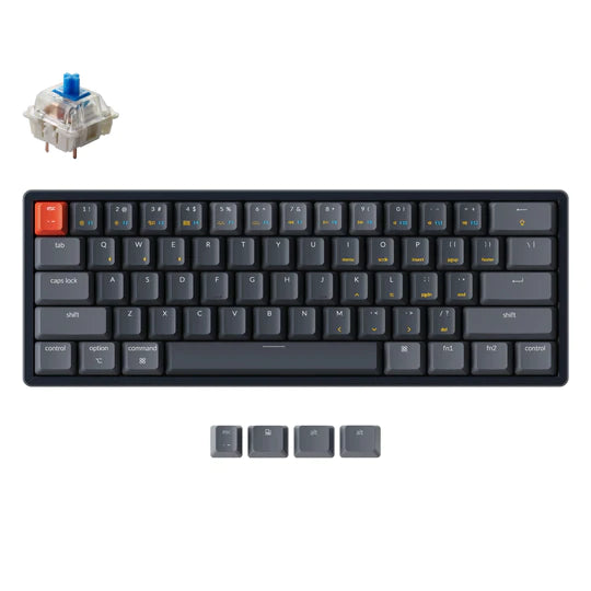 Keychron K12 ANSI 60% Keyboard - Blue Switch RGB Hot-Swappable Mechanical Wireless Normal Profile Keyboard