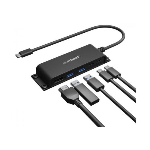 mbeat Mountable 5-Port USB-C Hub USB 3.0 X 2 USB-C X1 USB-C PD X 1 HDMI X1