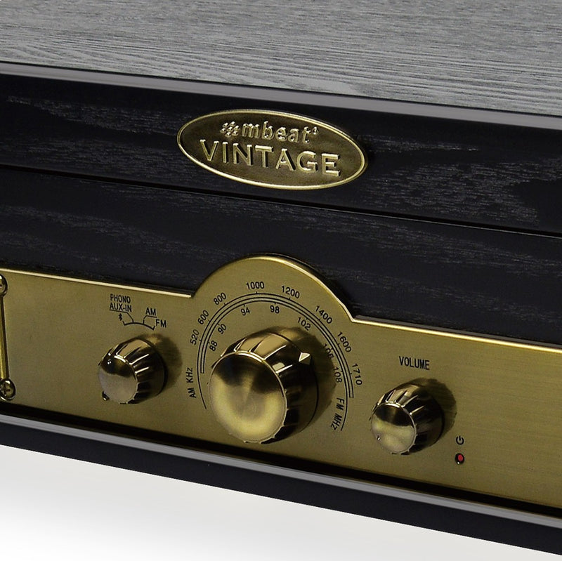 mbeat Vintage USB Turntable with Bluetooth Speaker and AM/FM Radio
