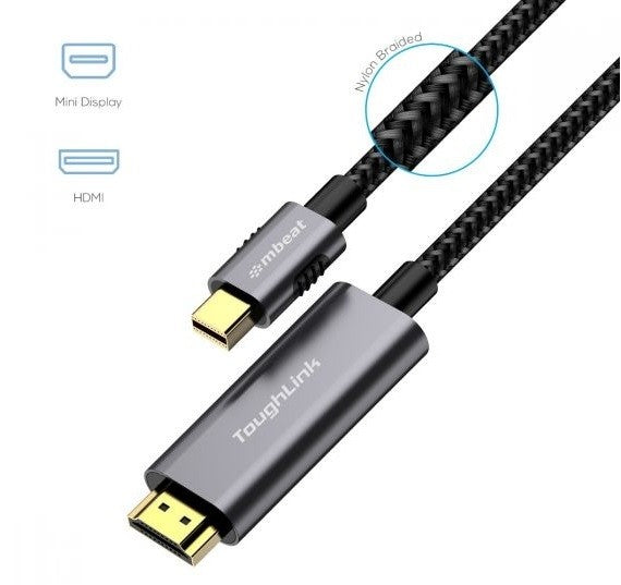 mbeat ToughLink 1.8m Braided Mini DisplayPort to HDMI Cable