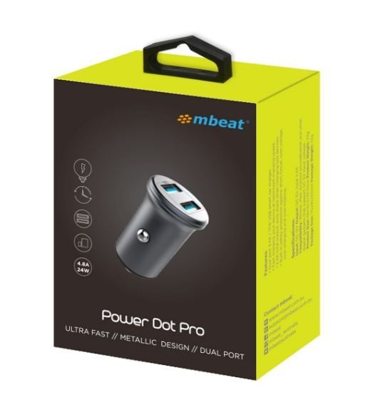 mbeat Power Dot Pro Dual port 4.8A Rapid Car Charger