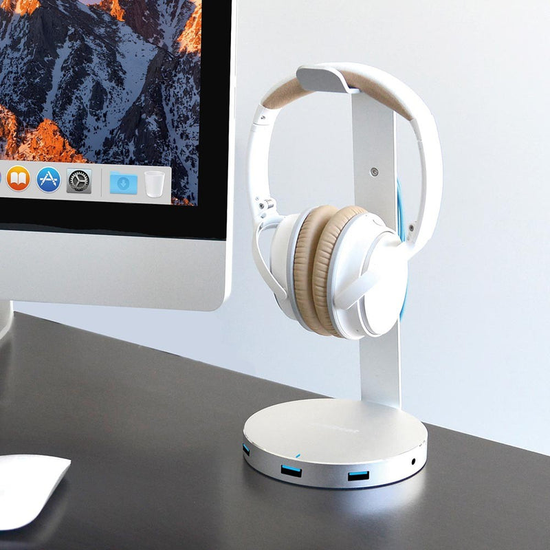 mbeat "ZACK" Aluminium Headphone Stand with 3.0 Hub and Audio