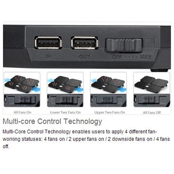 Deepcool Multi Core X6 Notebook Cooler With 2x140mm, 2x100mm Fans, Step Switch & 2 USB Ports