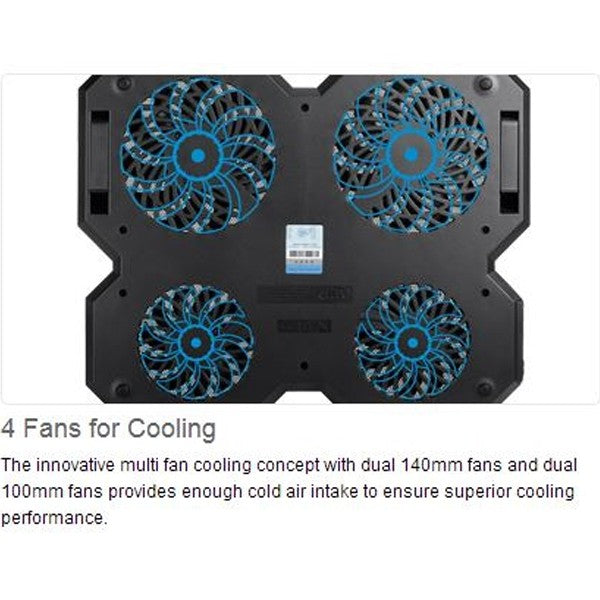 Deepcool Multi Core X6 Notebook Cooler With 2x140mm, 2x100mm Fans, Step Switch & 2 USB Ports