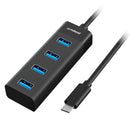 mbeat USB Type C to 4 Ports USB3.0 Hub - Black